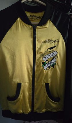 Vintage Ed Hardy Christian Audigier Gold & Black Jacket Size L