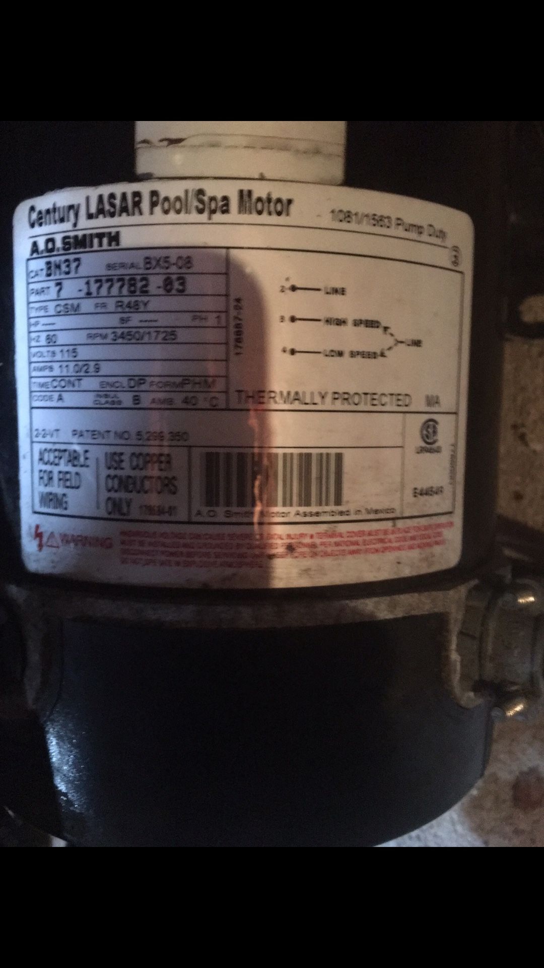 Century Lasar Pool/Spa Pump Motor