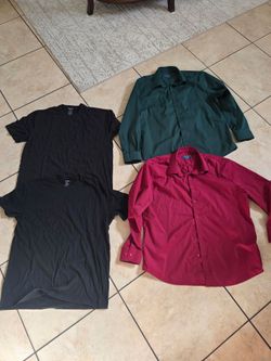 (4) Mens XL shirts dress shirts button down True Classic alimens