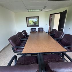 Conference Table With 10 Rolling Office Chairs