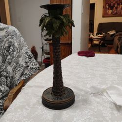 Vintage 80's Bill Blass Palm Tree Candles Pillar Taper Candle Holders