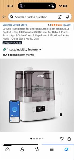 LEVOIT Humidifiers for Bedroom Large Room Home, (6L) Cool Mist Top Fill Essential Oil Diffuser for Baby & Plants, Smart App & Voice Control, Rapid Hum