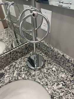 Chrome Countertop Towel Ring Stand