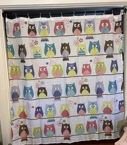 Colorful Owl Print Shower Curtain