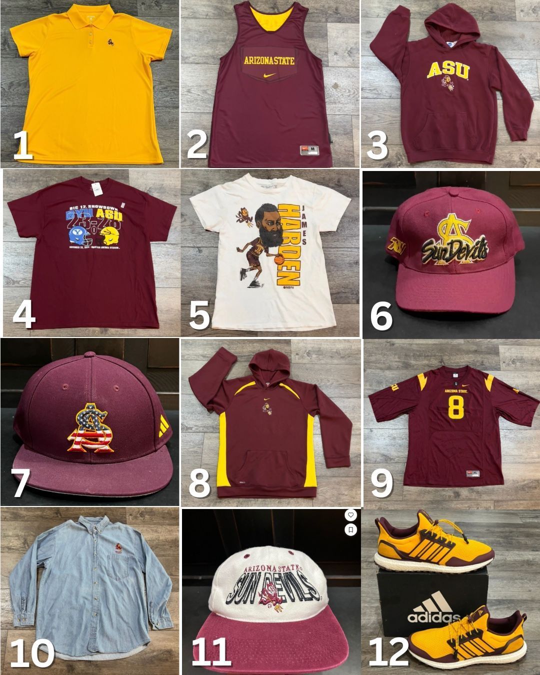 12 Items: Arizona State ASU Sun Devils Hoodie, Shirt, Hat, Jersey, Shoes - Some Vintage!