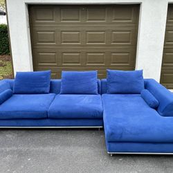 Blue - Microfiber - Couch/Sofa - Luxury 