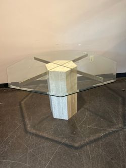 Elegant Travertine Glass Table