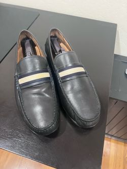 Coach Navy Leather Loafers with Cream Stripe Size 11 Men