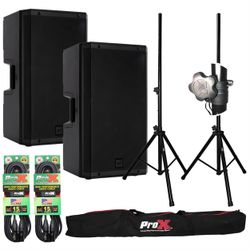 RCF ART-915A PA Speaker Pkg w/ Tripod Stands w/ Bag & Mic Cable
