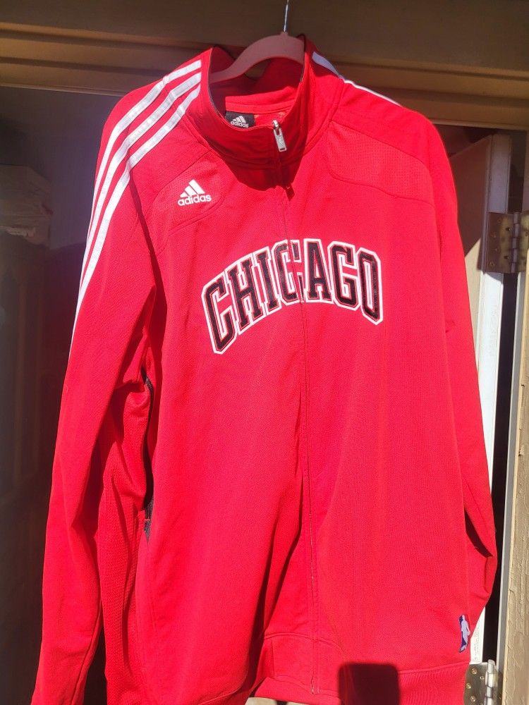 Adidas Chicago Bulls On Court Warm Up Jacket Red NBA Mens 2XL