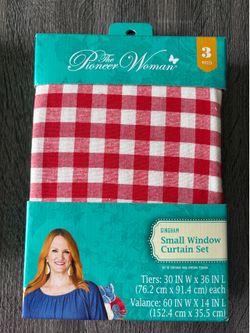 Pioneer Woman gingham curtains and valance