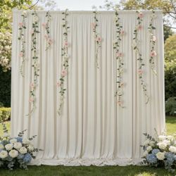 10ftX10ft BEIGE Backdrop Curtain (2 panel 5ft×10 ) -NEW (3526/2)