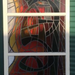 Lg Antique Stained Glass Window Panes