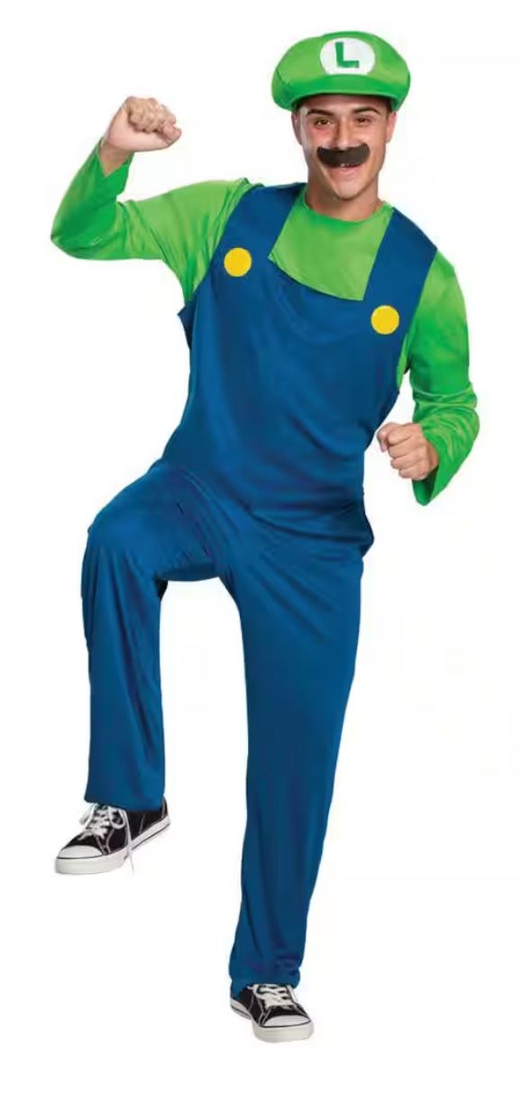Luigi Mario Kart Costume Kid Adult Halloween 