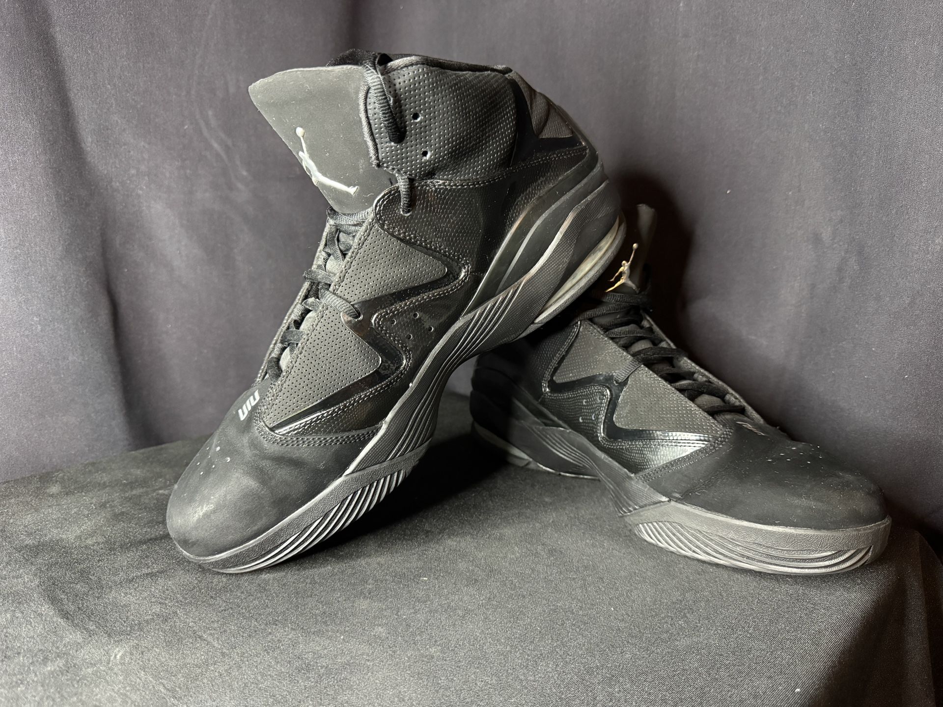 Size 15 - Air Jordan Pure J Retro Mid-Tops, Black & Silver 414759-003