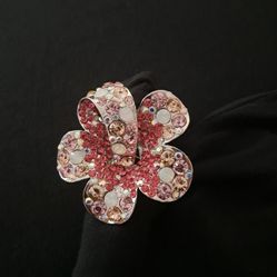 Flower Ring W/Pink Stones