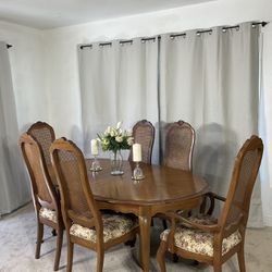 Dining Table With 3 Extensions & 6 Cane Back Chairs PERFECT FOR MOTHER’S DAY! 💐