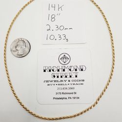 14k Gold 18" Rope Chain