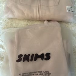 SKIMS Cotton Fleece Jogger & Hoodie Set – Barely Pink (BNWT)