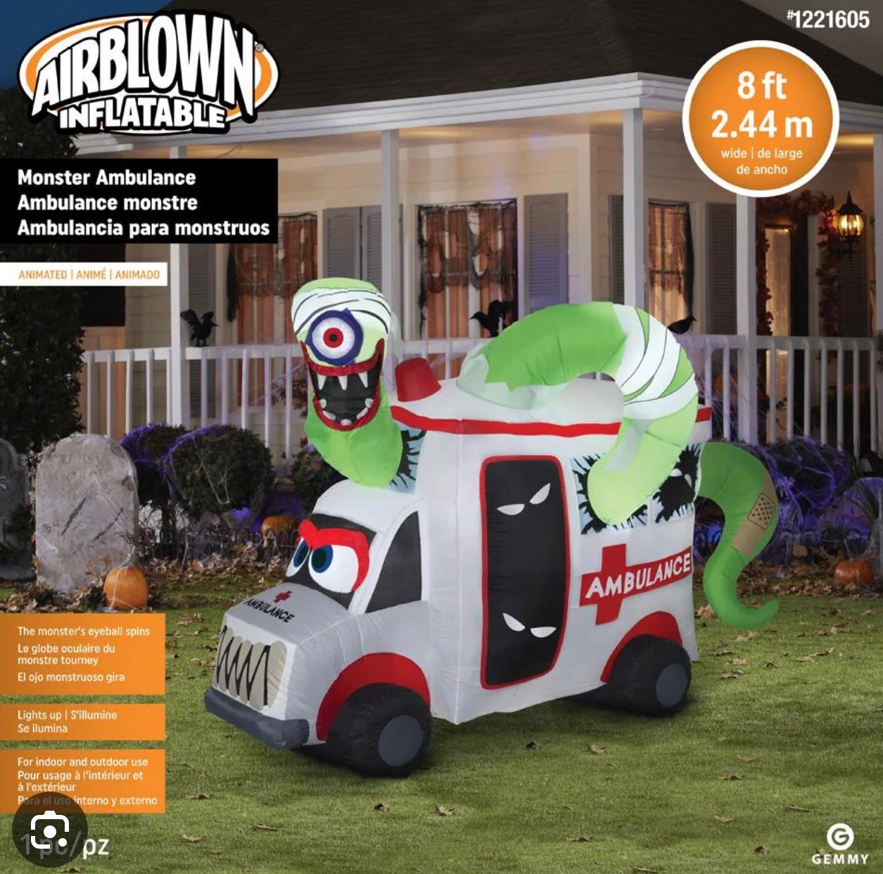Monster Ambulance 8 Ft Inflatable Halloween Decoration