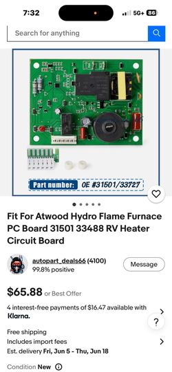 RV furnace PC Circuit Board
