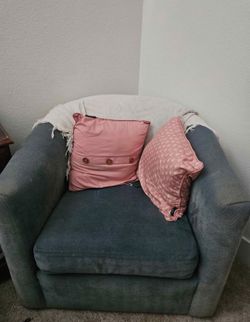 Blue Swivel Barrel Chairs(2)