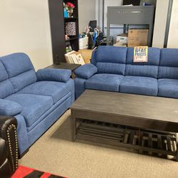 Blue Cozy Sofa Loveseat 💙🫶🏼 $899