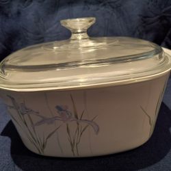 Corningware Large Casserole Dish With Lid, Shadow Iris Design 