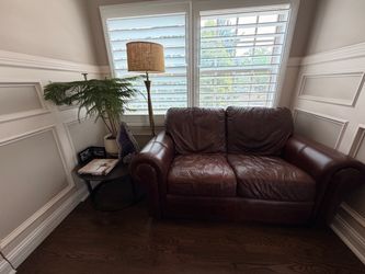 Brown Leather Loveseat Sofa