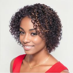 Short Curly Human Hair Wig For Black Women 