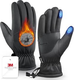 Winter Gloves Men Women Made with 3M Insulation Plush Lining Touchscreen Fingers -10℉ Windproof Water-Resisitant size XL