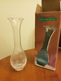 8" Crackeled Glass Vase