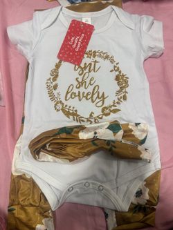 Baby Girl Onesie and Floral Pants Set