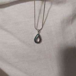 Sterling Silver Necklace With Green Gems