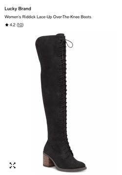 “Like New” Lucky Brand Riddick Black Over-the-Knee Lace-Up Leather Riding Boots 6M/36 👢🖤