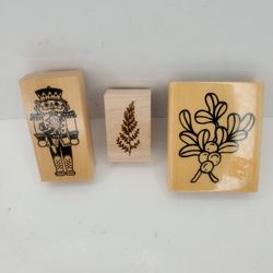 Lot 3~PSX, Clearnap, Anitas Leaves Berries & Nutcracker Wood Mount Rubber Stamps