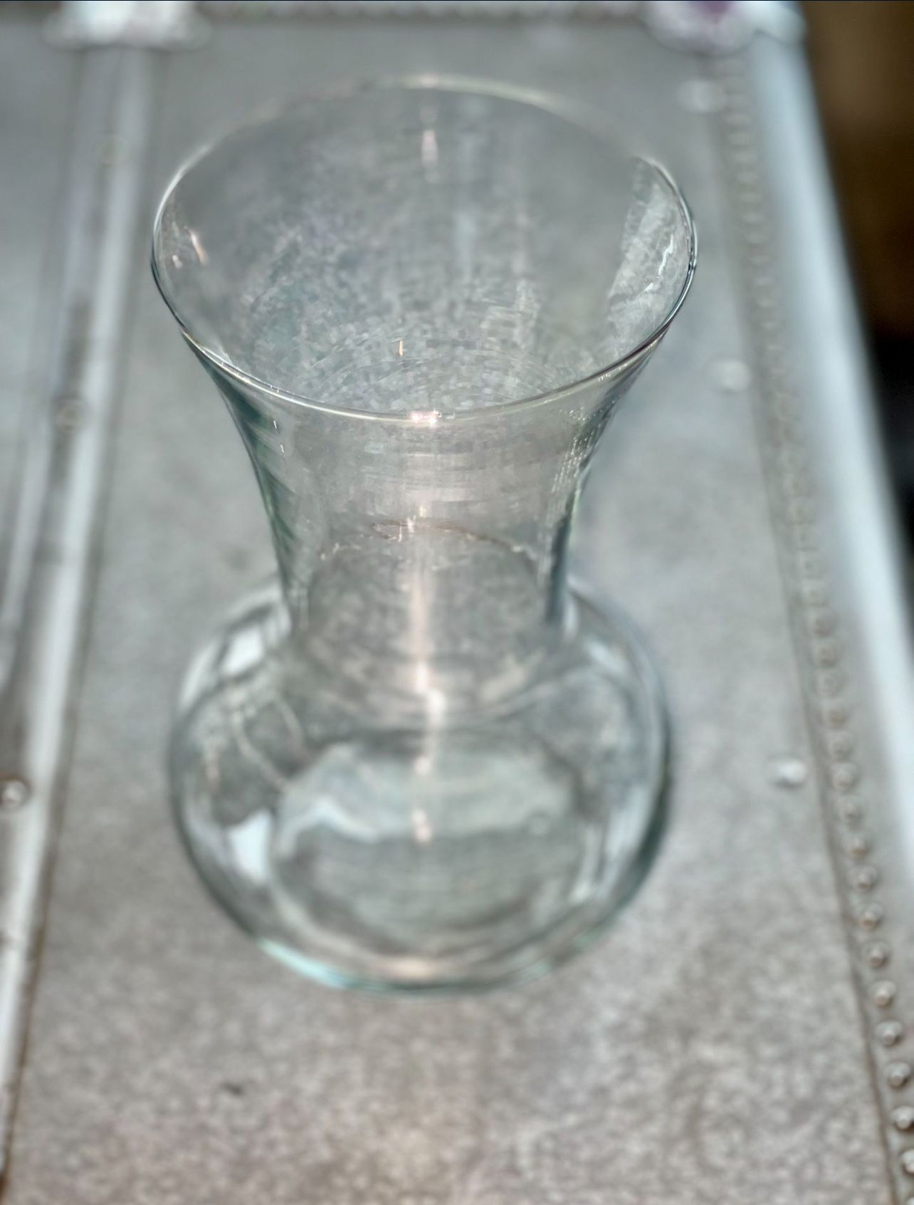 Blown Glass Flower Vase 4.75”W X 8.5”H