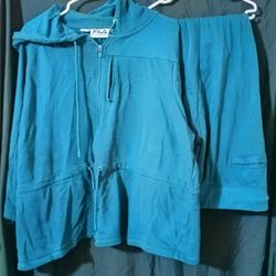 FILA 2-Piece Full-Zip Hoodie & Sweatpants Tracksuit Set - Women's 2X