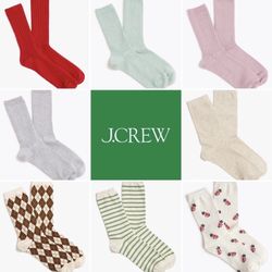 (NEW) (7 STYLES AVAILABLE) WOMEN’S J.CREW FACTORY TROUSER SOCKS- SIZE: OS (ONE SIZE)