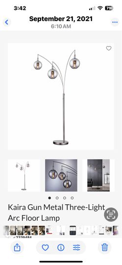 Kaira gun metal 3 light arc floor lamp modern extra tall original price $456