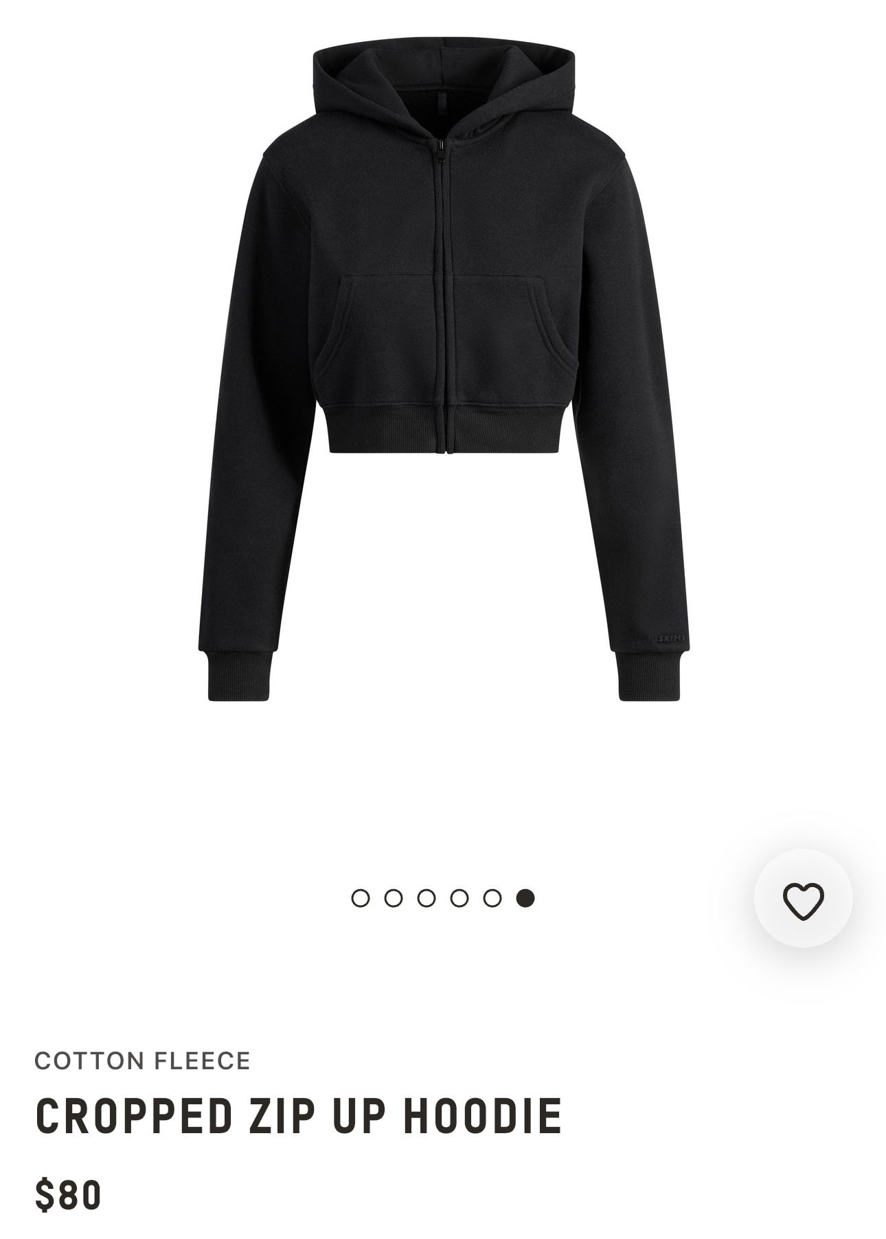 Skims Cotton Fleece Zip Up Hoodie 