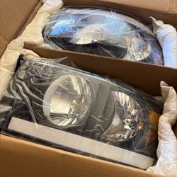 Pair LED DRL Black Amber Headlight For 06-08 Dodge Ram 1500 , 06-09  2500 / 3500