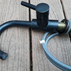 9 In Bronze Single Hole Faucet With Hoses And Mounting Hardware
