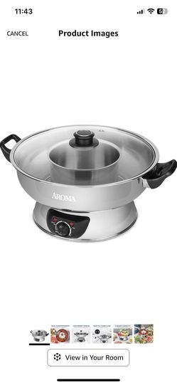 Aroma Stainless Steel Hotpot, Silver (ASP-600) 