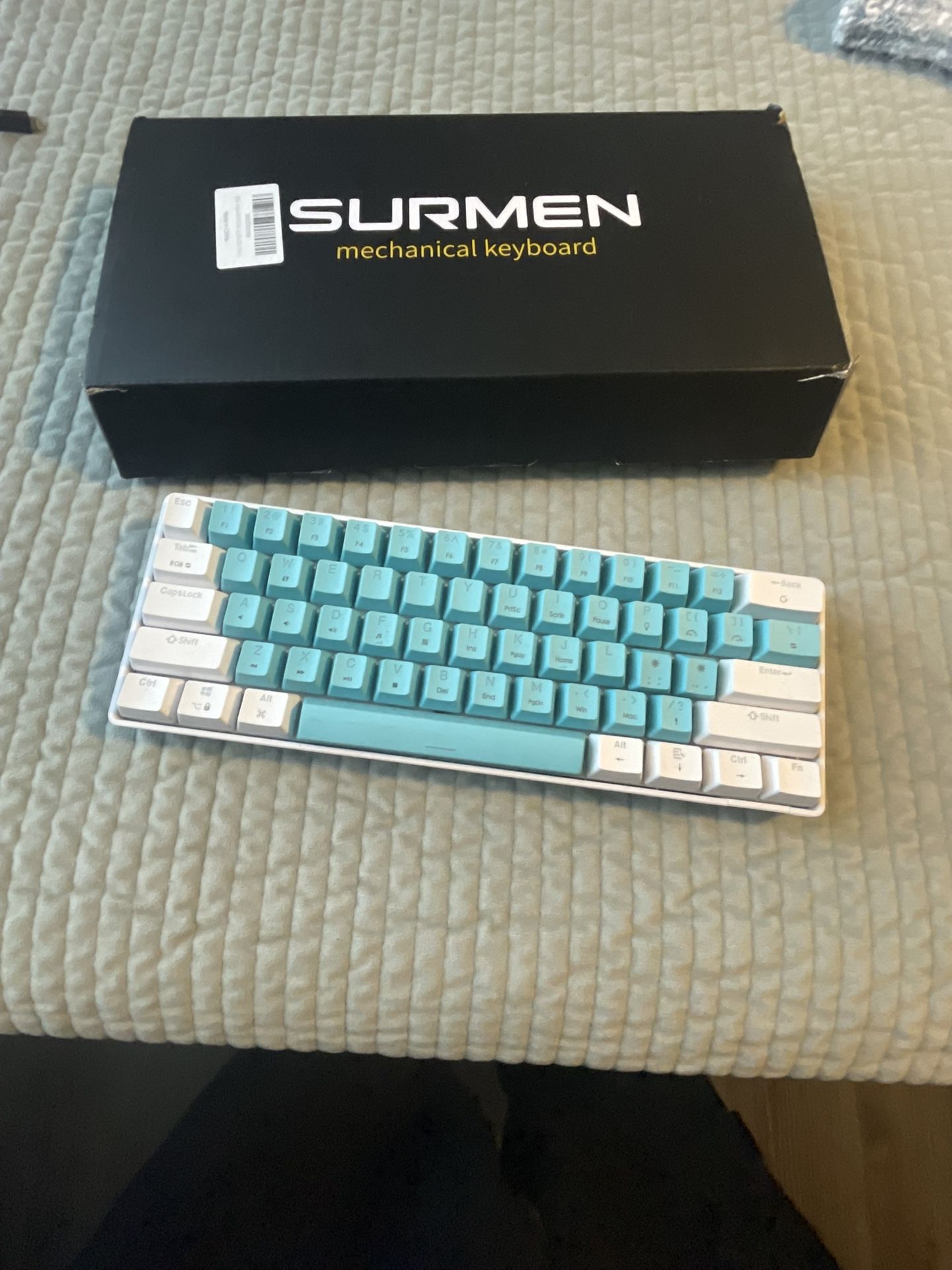 Surmen Mechanical Keyboard β Compact 60% Layout (Blue & White)