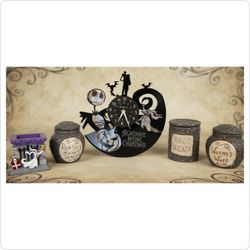The Nightmare Before Christmas Decor Bundle – Jack & Sally Vinyl Clock & Ceramic Canisters!