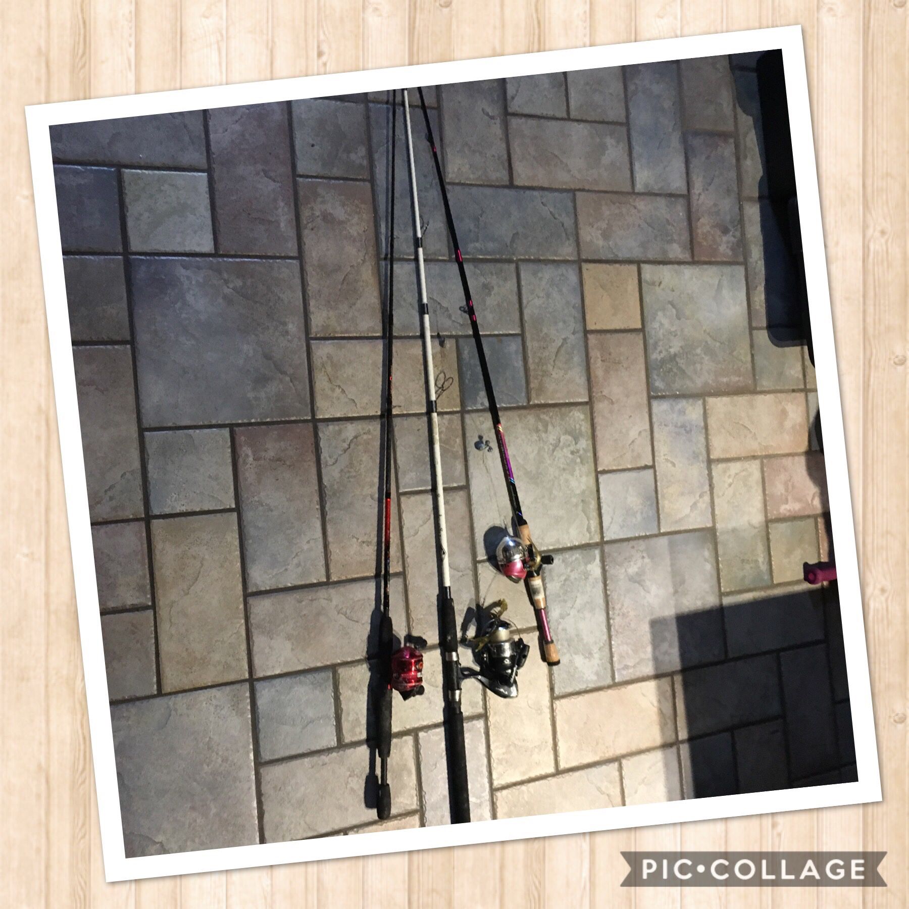 Three fishing rods , used- added pictures as per customers requests