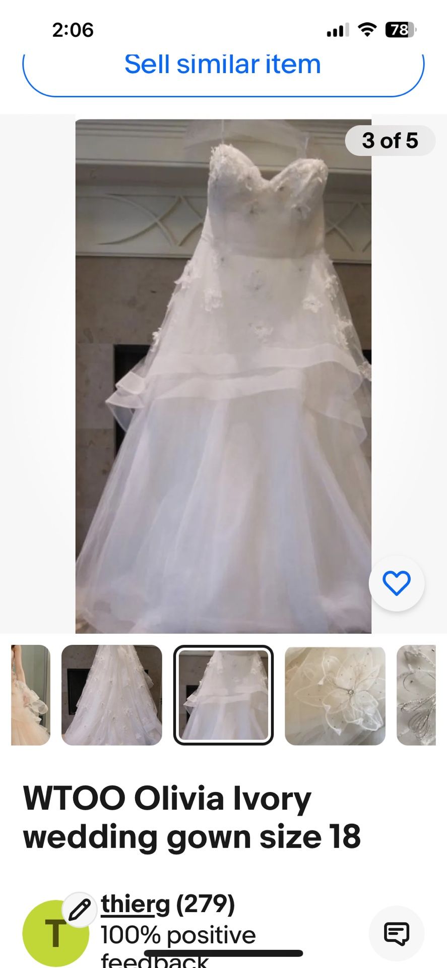 Wtoo White Wedding Gown Size 18