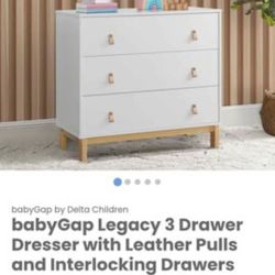 3 Drawer Dresser with Leather Pulls