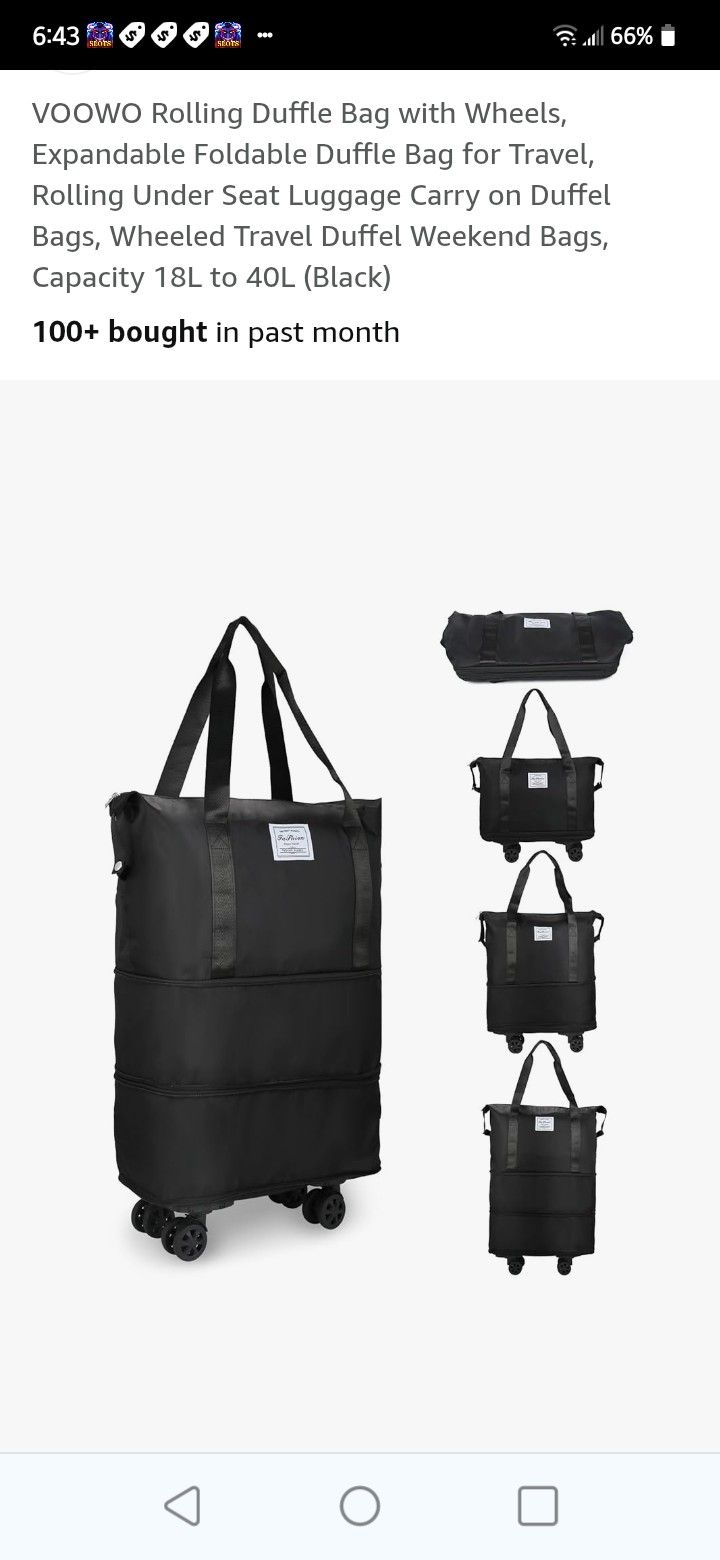 Travel Bag Expandable 360° Wheels Capacity 16 To 40 Pounds (New)